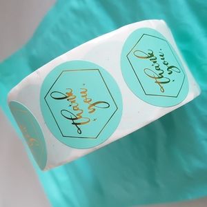 π NEW 500 pcs Teal Thank You Stickers
